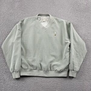 Straight Down Windshirt Mens‎ M Green Striped Oak Bridge Golf Pullover